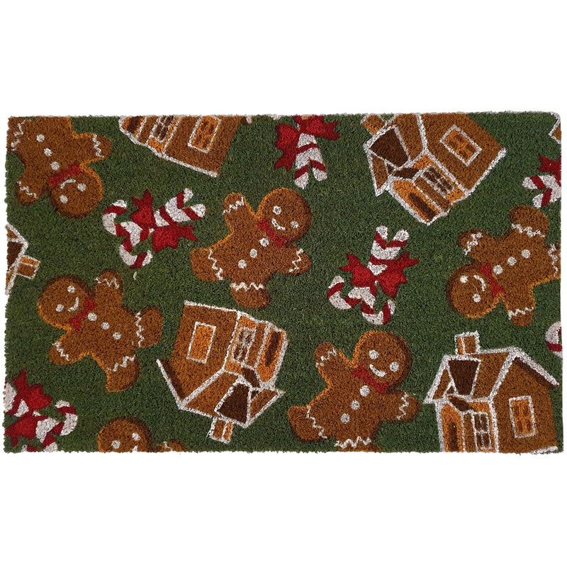 Christmas Gingerbread Coir Doormat in Green