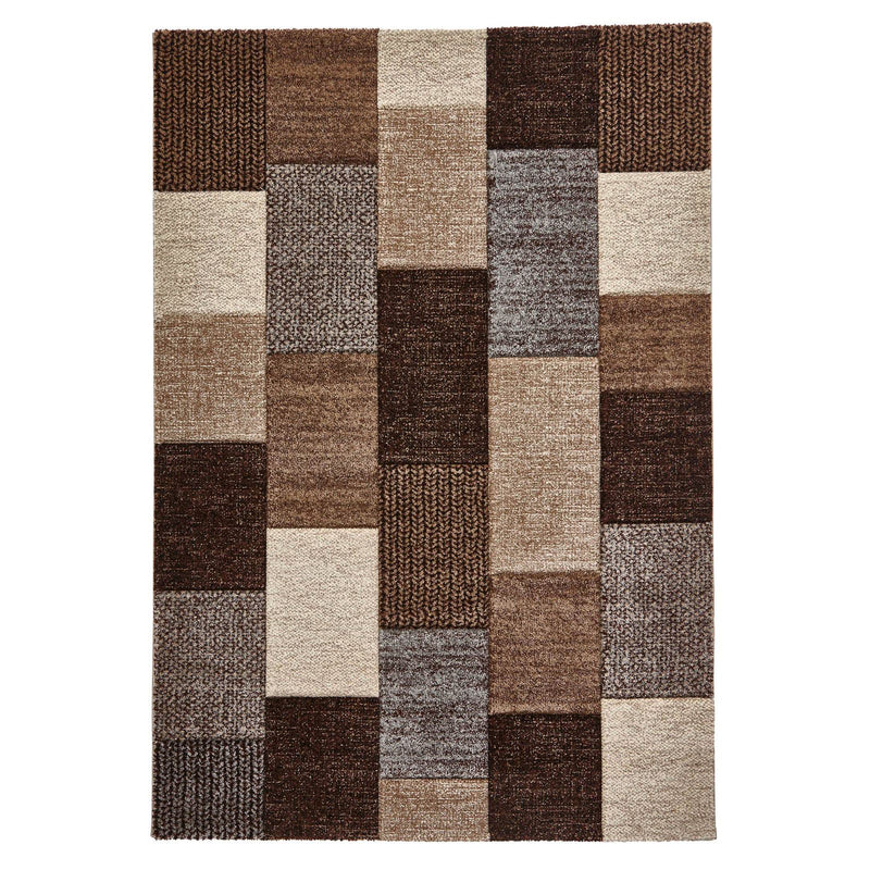 Brooklyn Modern Rugs 21830 in Square Patchwork Beige and Grey