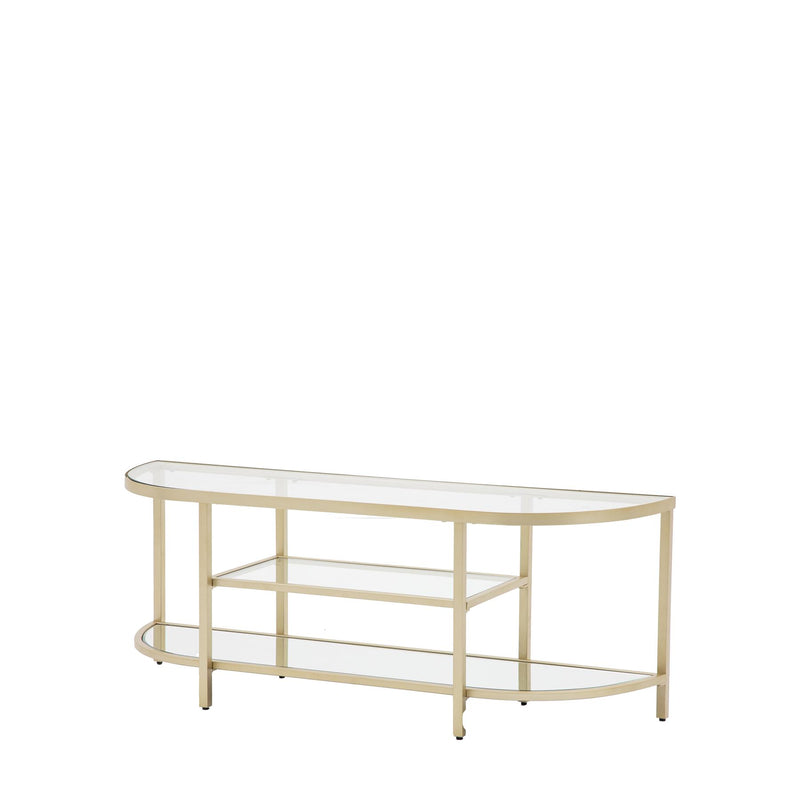 Austin Glass Display Media Unit with Champagne Metal Frame