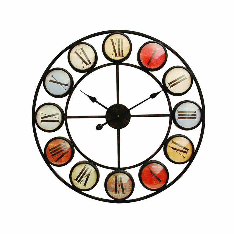 Moroke Iron Clock Roman Numerals Coloured Domed Perspex