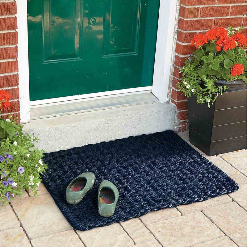 Didsbury Braided Rope Doormat in Navy Blue