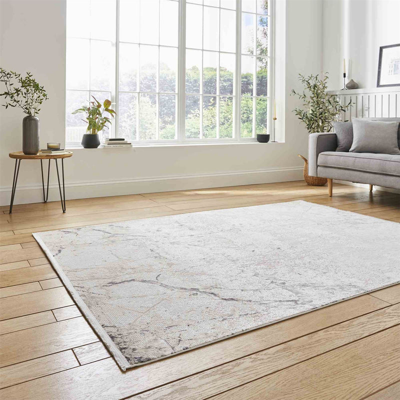 Bellagio 9141 Modern Abstract Distressed Rugs in Beige
