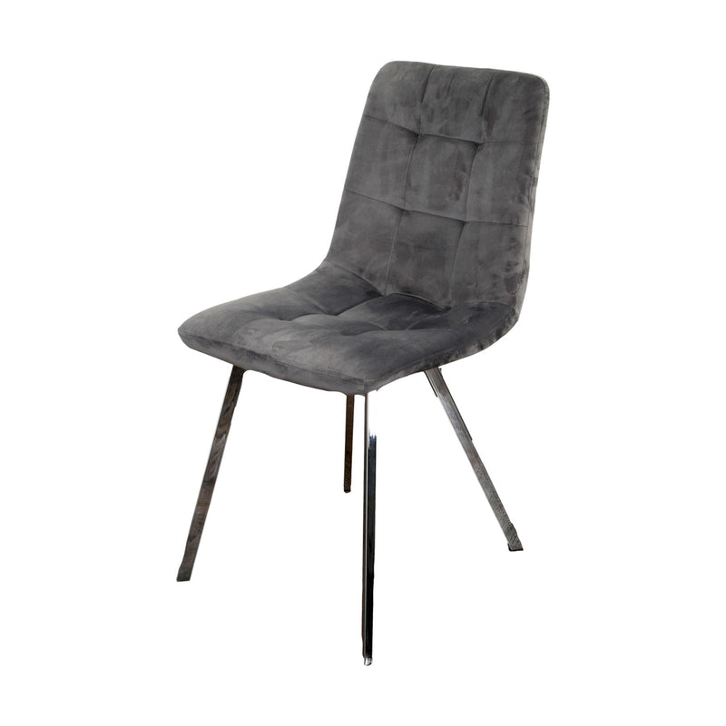 Jemma Squared Grey Velvet Dining Chairs set of 2