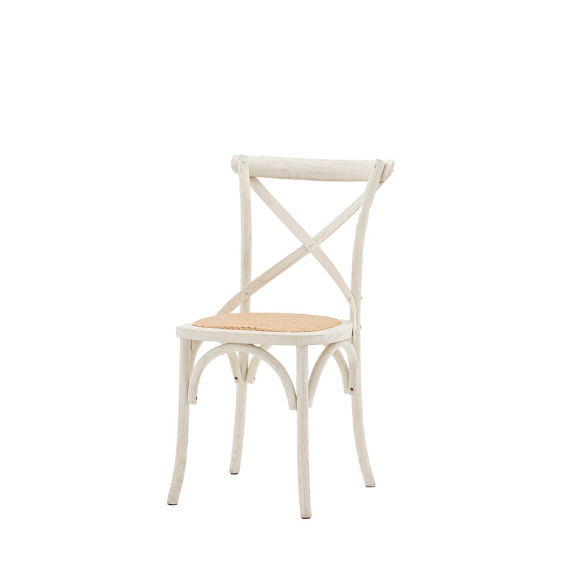 Stetson Cross Back White Wood Dining Chair with Rattan Seat set of 2