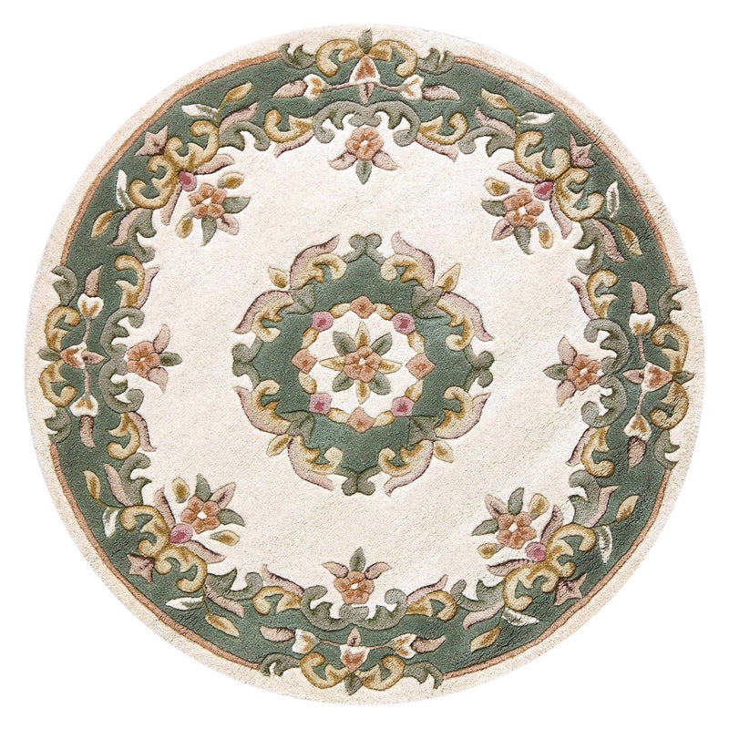 Royal Aubusson Circular rugs in Green Cream