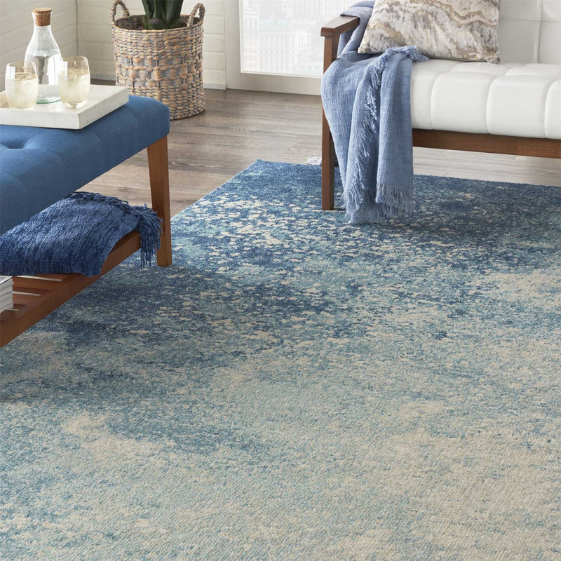 Passion PSN10 Abstract Modern Rugs in Navy Light Blue