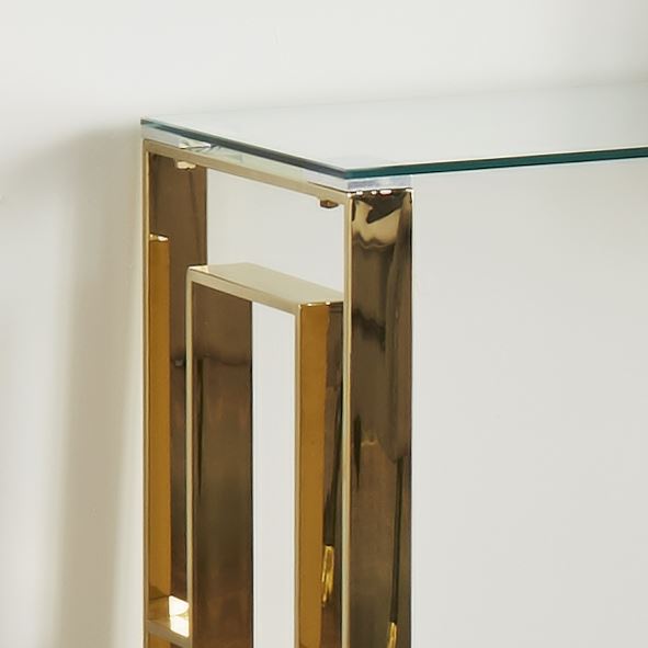 Halina Gold Plated Glass Console Table