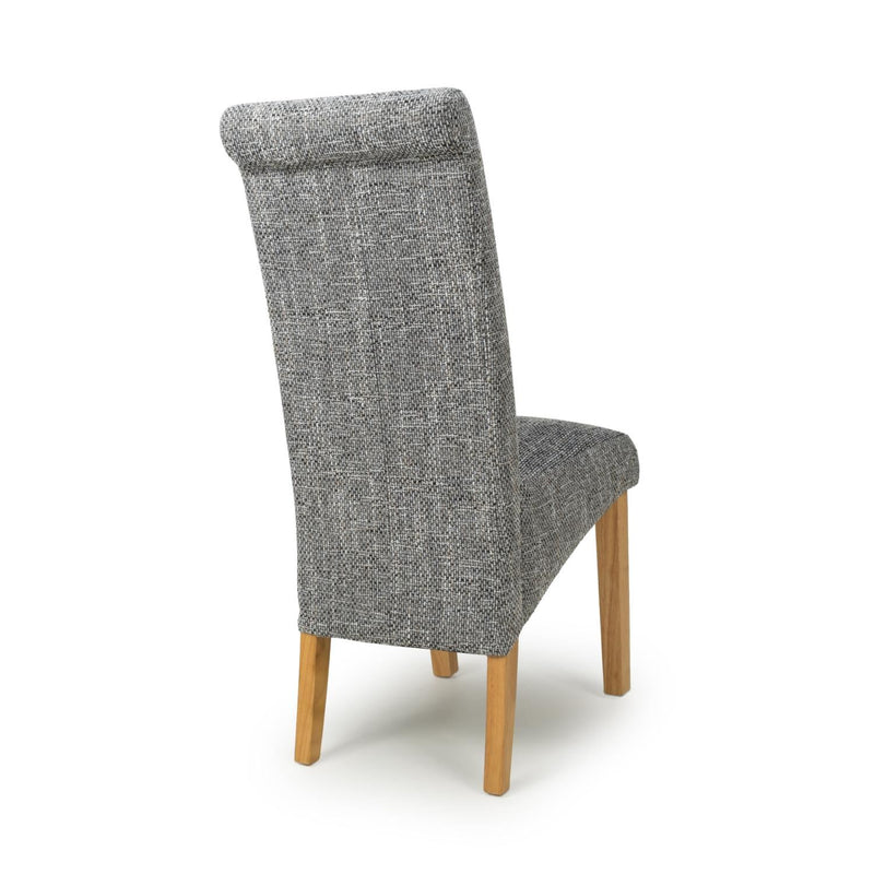 Karla Scroll Back Tweed Grey Dining Chair set of 2