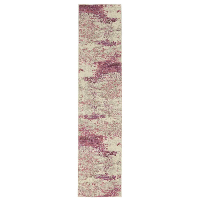 Celestial Abstract Hallway Runner Rug CES02 in Ivory Pink by Nourison