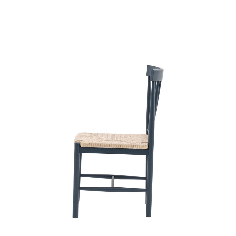 Winslet Meteror Black Wood Dining Chairs with Beech Rope Seat set of 2