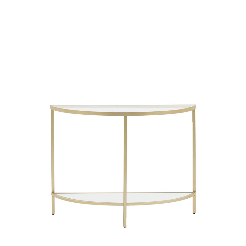 Austin Glass Console Table with Champagne Metal Legs