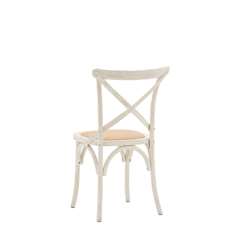 Stetson Cross Back White Wood Dining Chair with Rattan Seat set of 2
