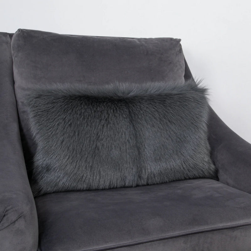 Florie Goatskin Bolster Cushion in Smoke Grey