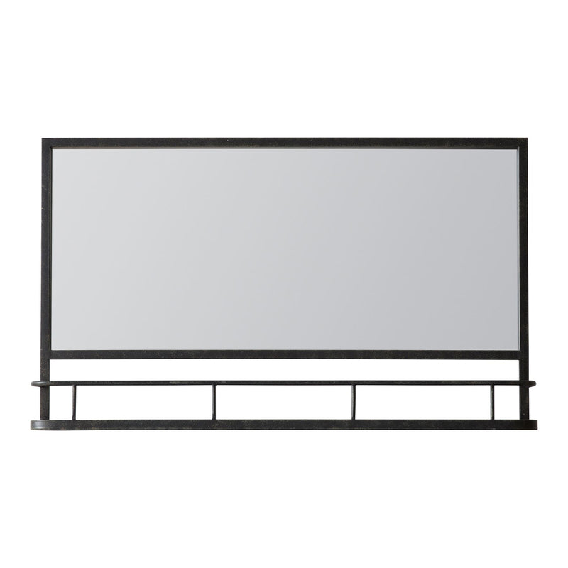 Luxe Tapi Emery Rectangle Overmantel Mirror with Shelf in Black