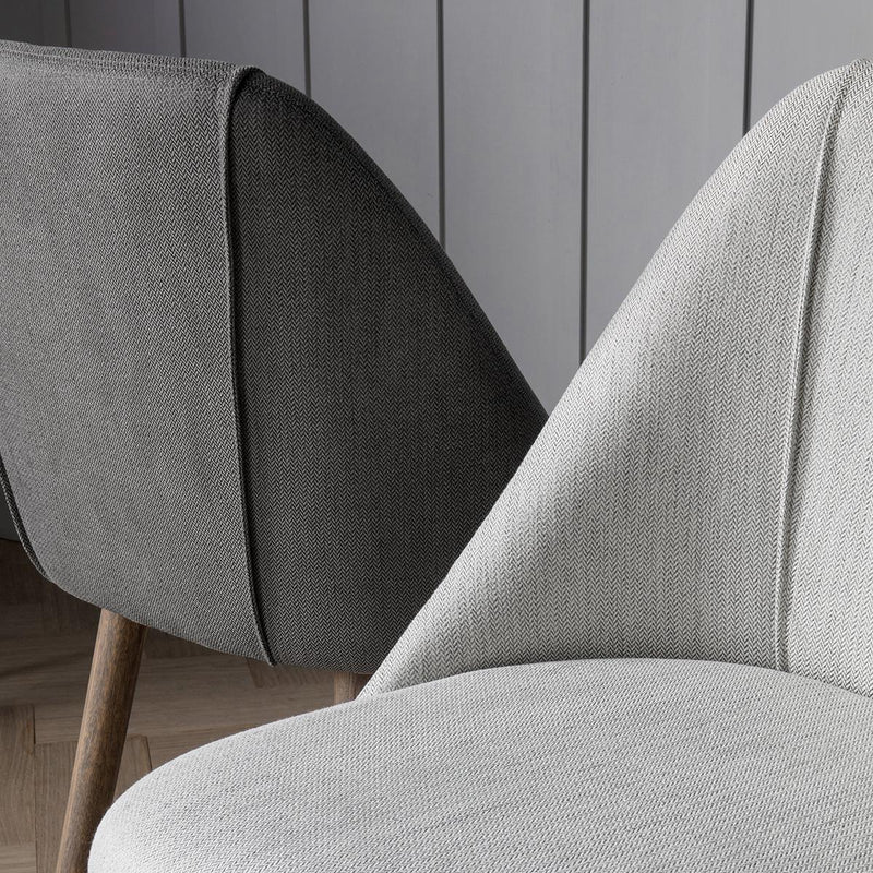 Ellis Slate Grey Linen Dining Chair with Ash Wood Legs set of 2
