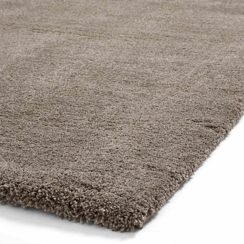 Deluxe Modern Plain Shaggy Rugs in Mink Brown
