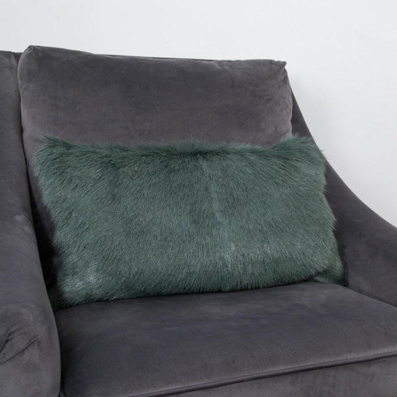 Florie Goatskin Bolster Cushion in Turquoise Green