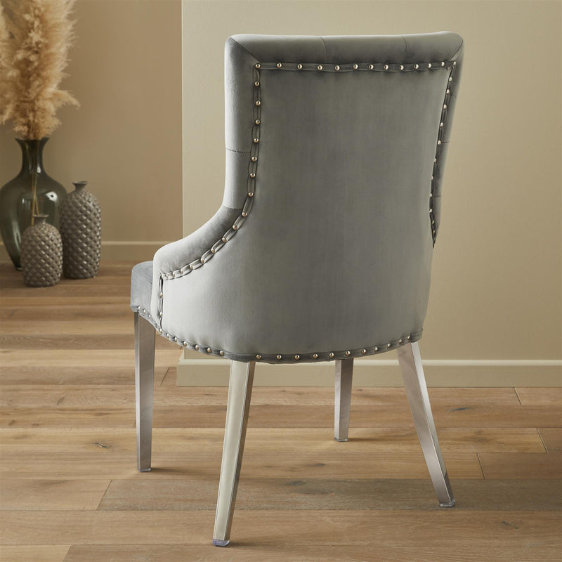 Leo Light Grey Brushed Velvet Dining Chair
