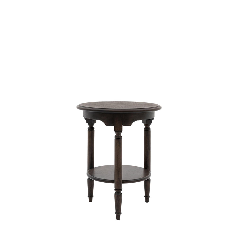 Virginia Round Side Table in Dark Wood