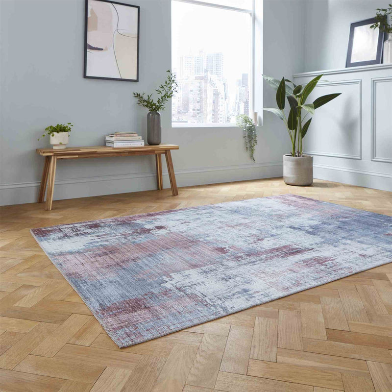 Rio G5536 Modern Distressed Abstract Rug in Grey Rose