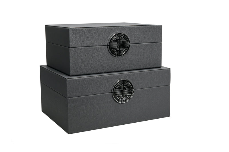 Dark Grey Faux Leather Boxes