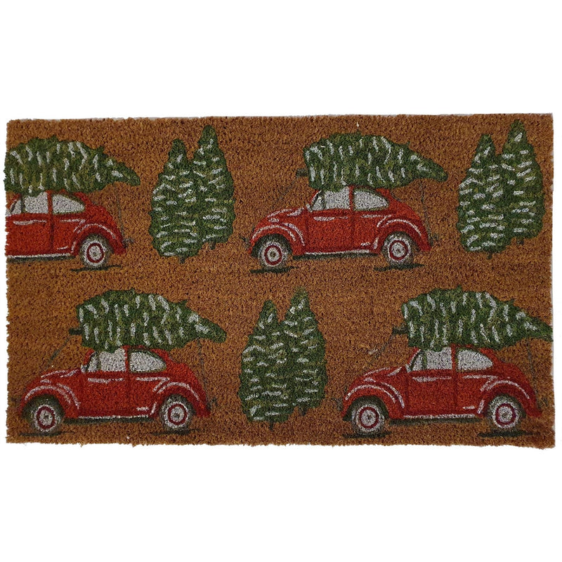 Christmas Car Coir Doormat in Natural