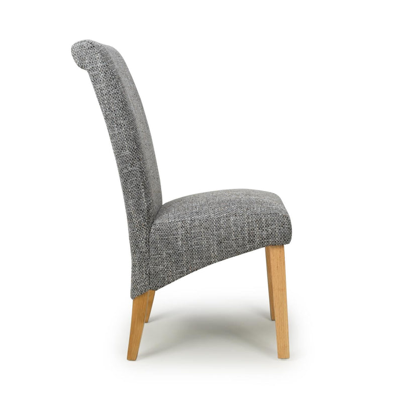 Karla Scroll Back Tweed Grey Dining Chair set of 2