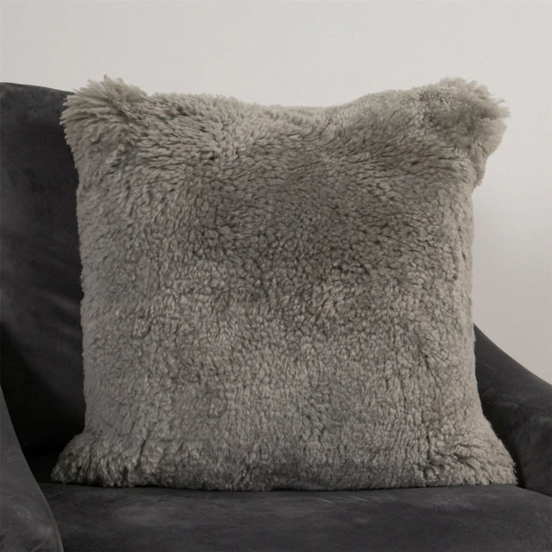 Talia Plain Sheepskin Cushion in Grey