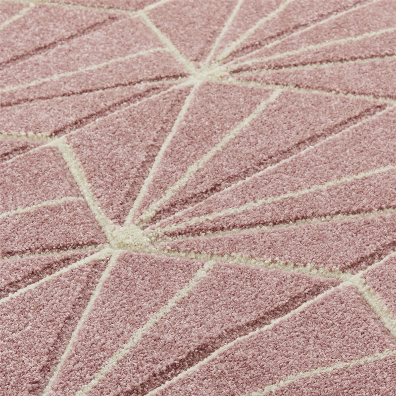 Portland 750 P Geometric Carved Runner Rugs in Pink Cream