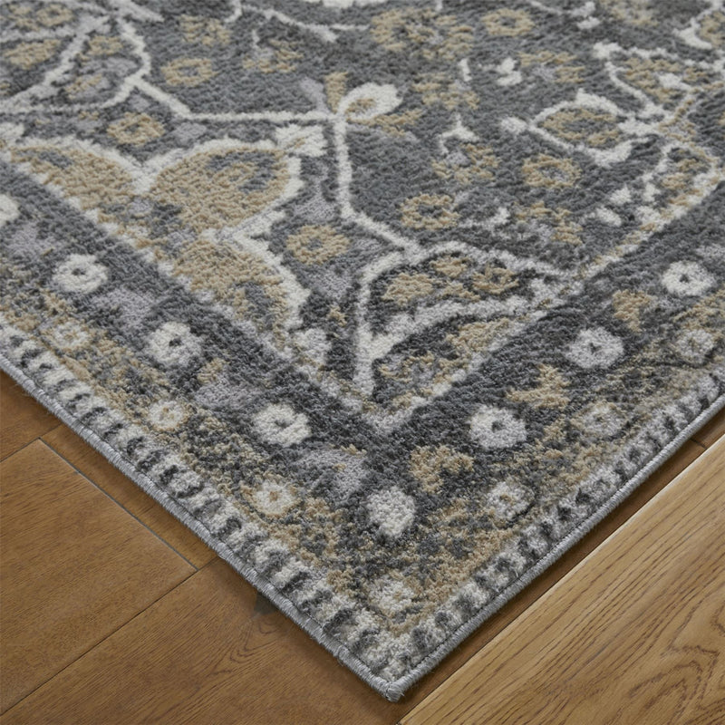 Zoe 9 E Runner Rugs in Traditional Distressed Grey