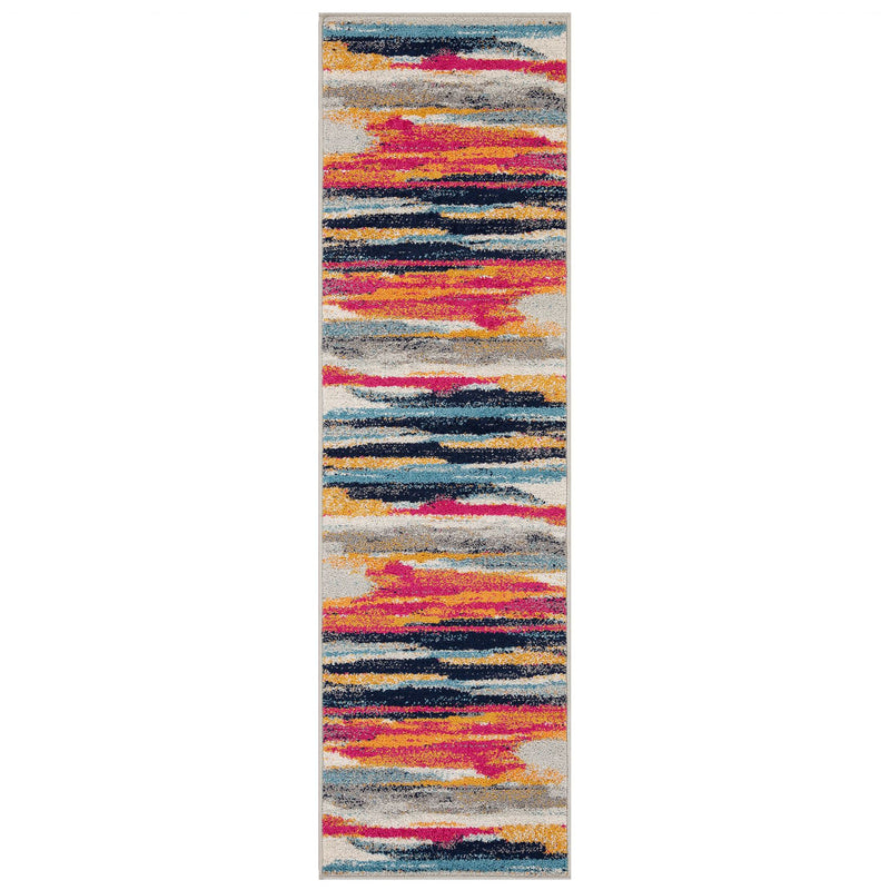 Gilbert 83 X Abstract Stripe Woven Runner Rugs in Multi