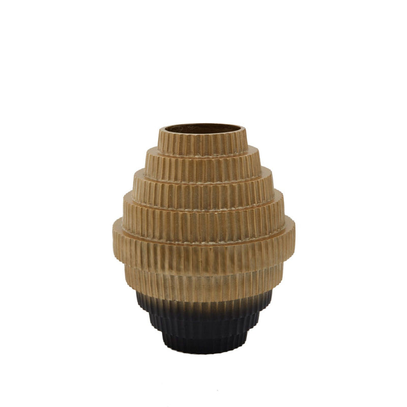 Black And Gold Ribbed Vase