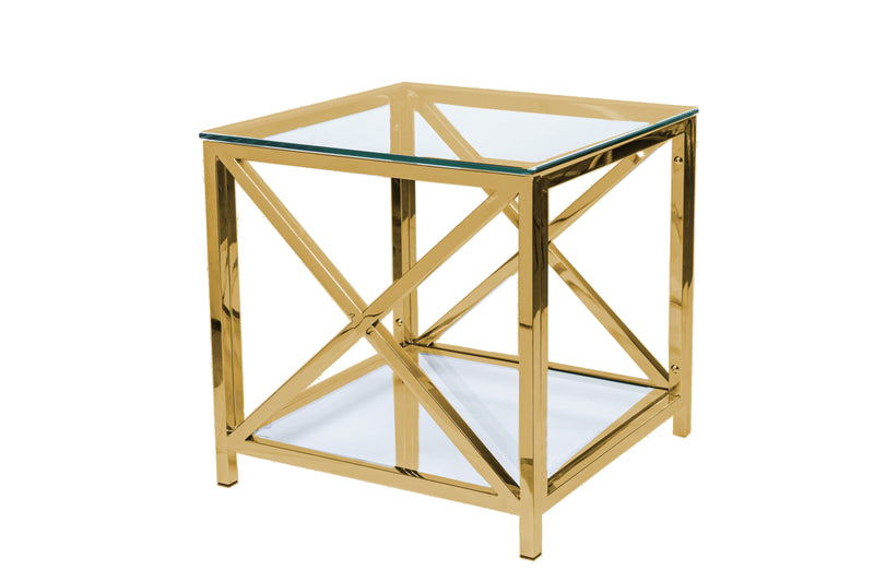 Gold Petite Glass Side Table