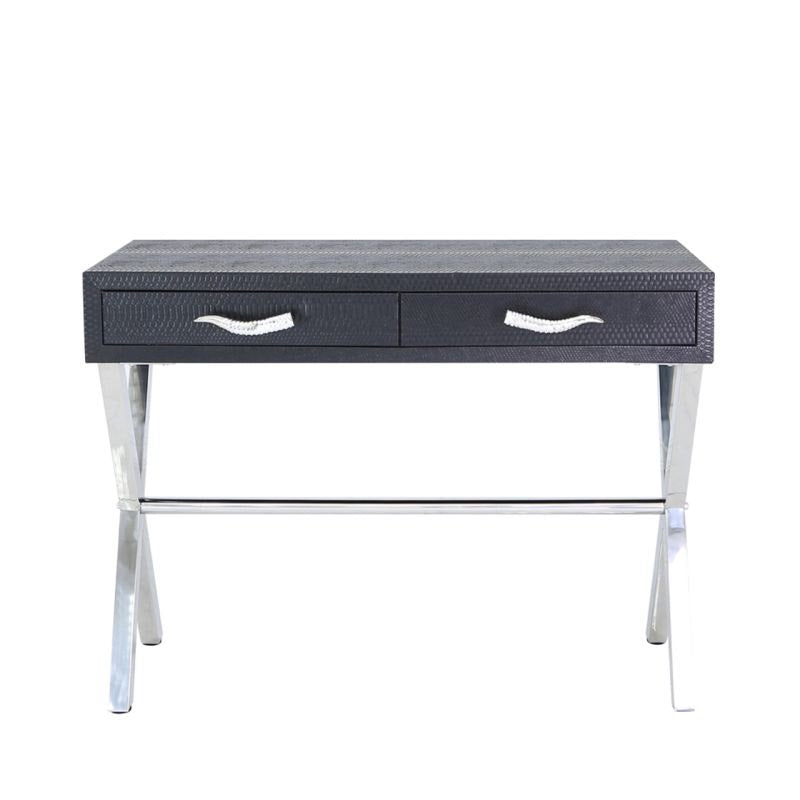 Black Faux Snakeskin Console Table