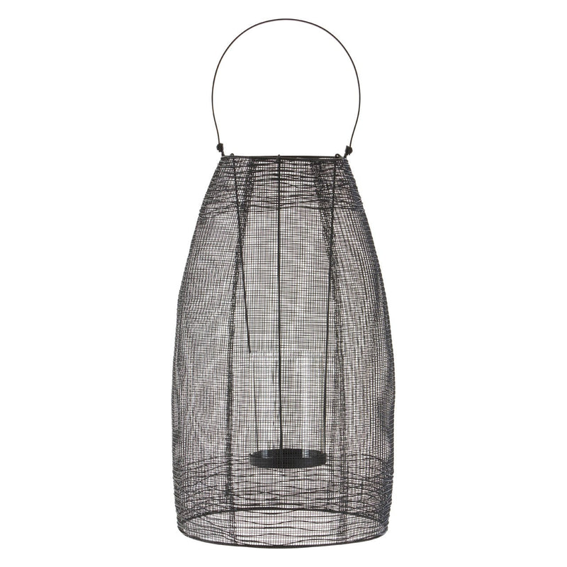 Large Black Wire Lantern With Handle