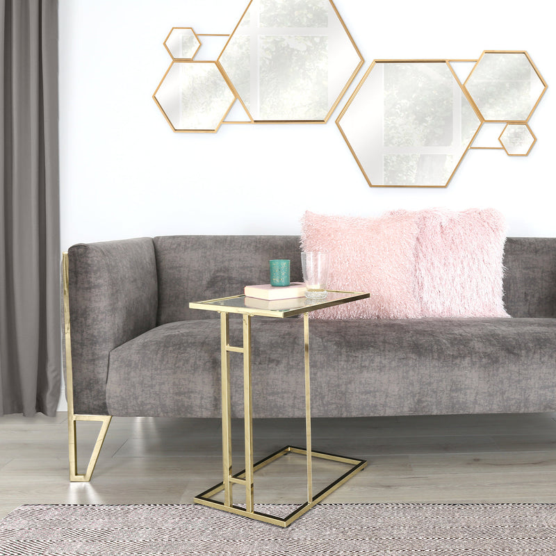 Essential Gold Glass Top Sofa Table