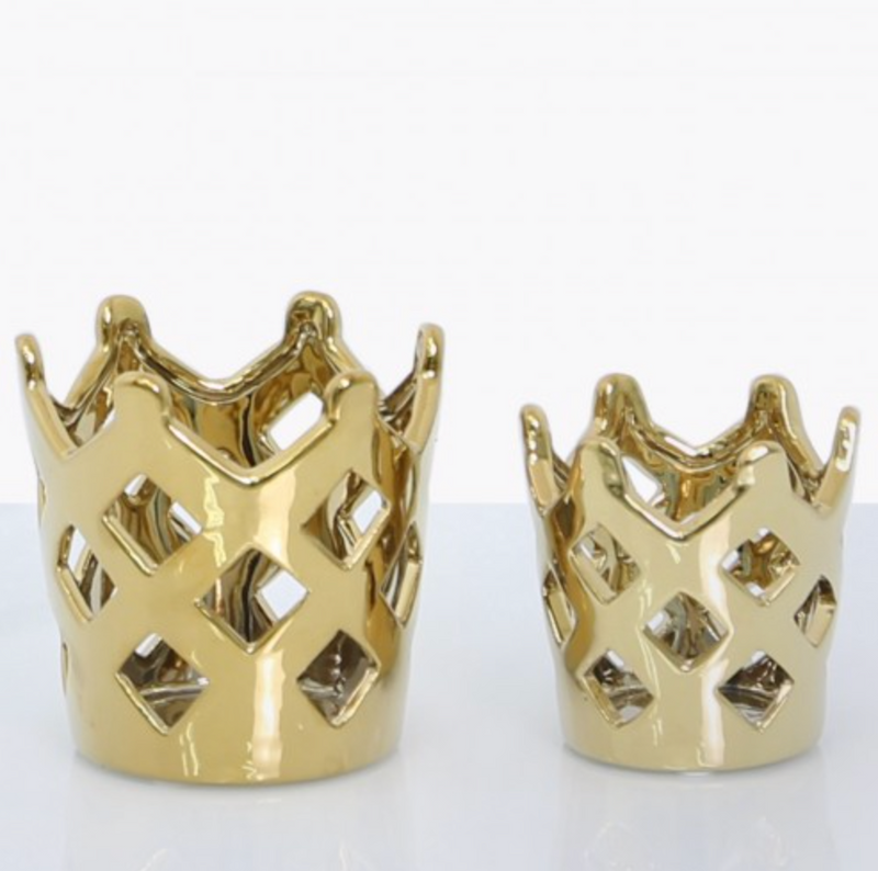 Medium Gold Crown Tealight Holder