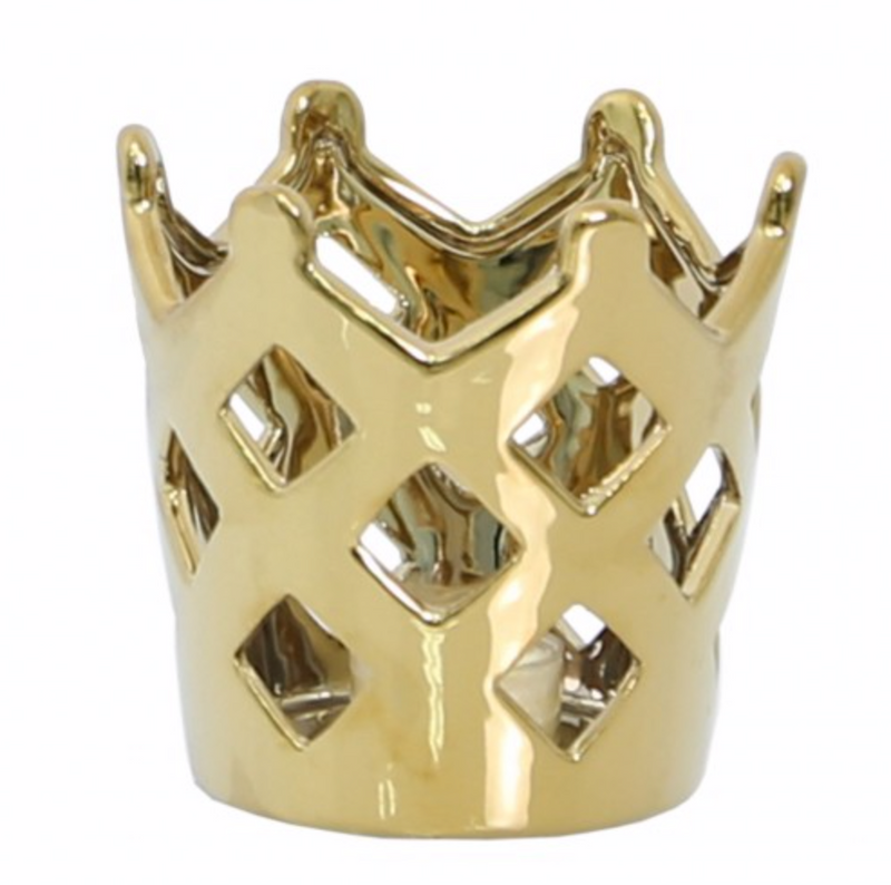 Medium Gold Crown Tealight Holder