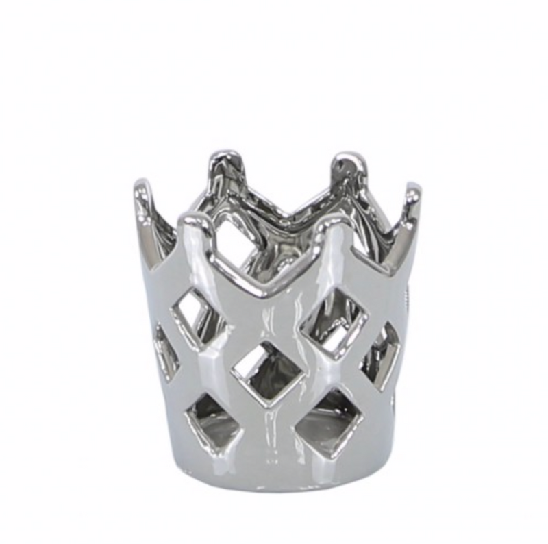 Silver Crown Tealight Holder