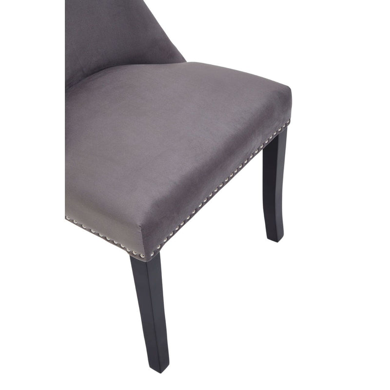 Dark Grey Velvet Townhouse Dining Chair