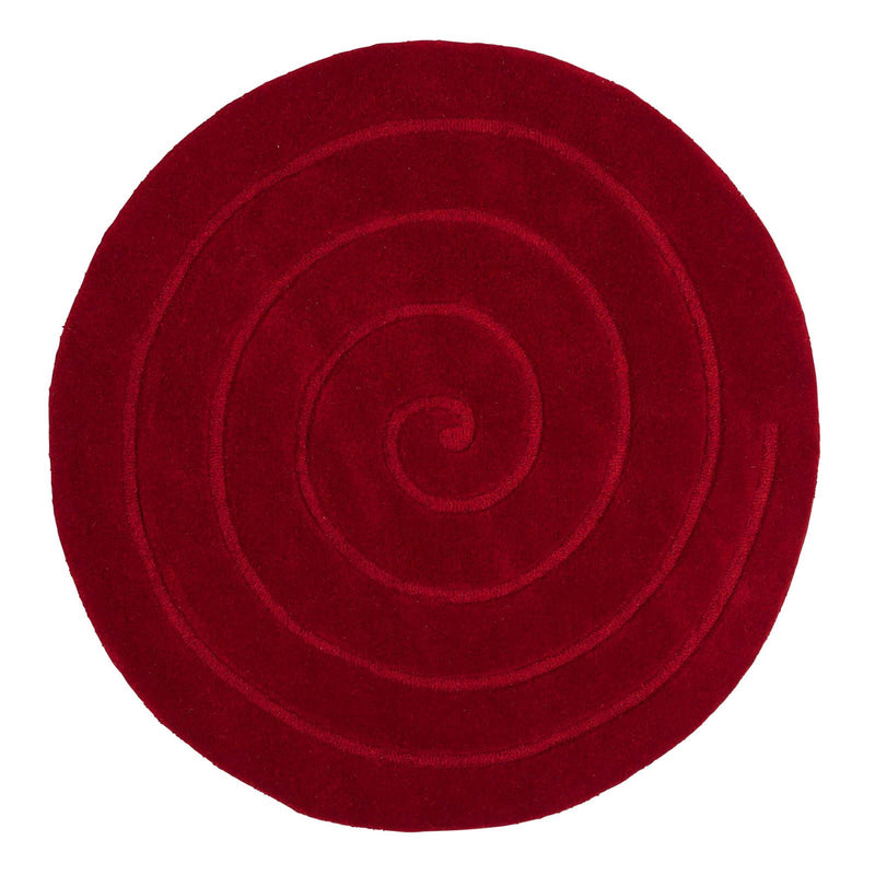 Spiral Circular Round Wool Rugs in Red