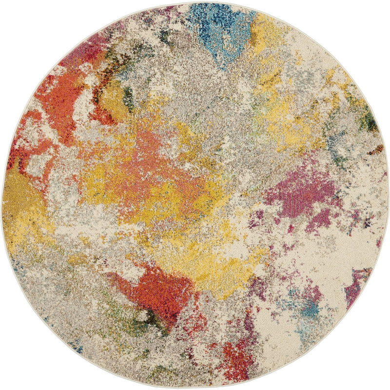 Celestial Modern Abstract Circle Round Rugs CES12 IVMTC by Nourison