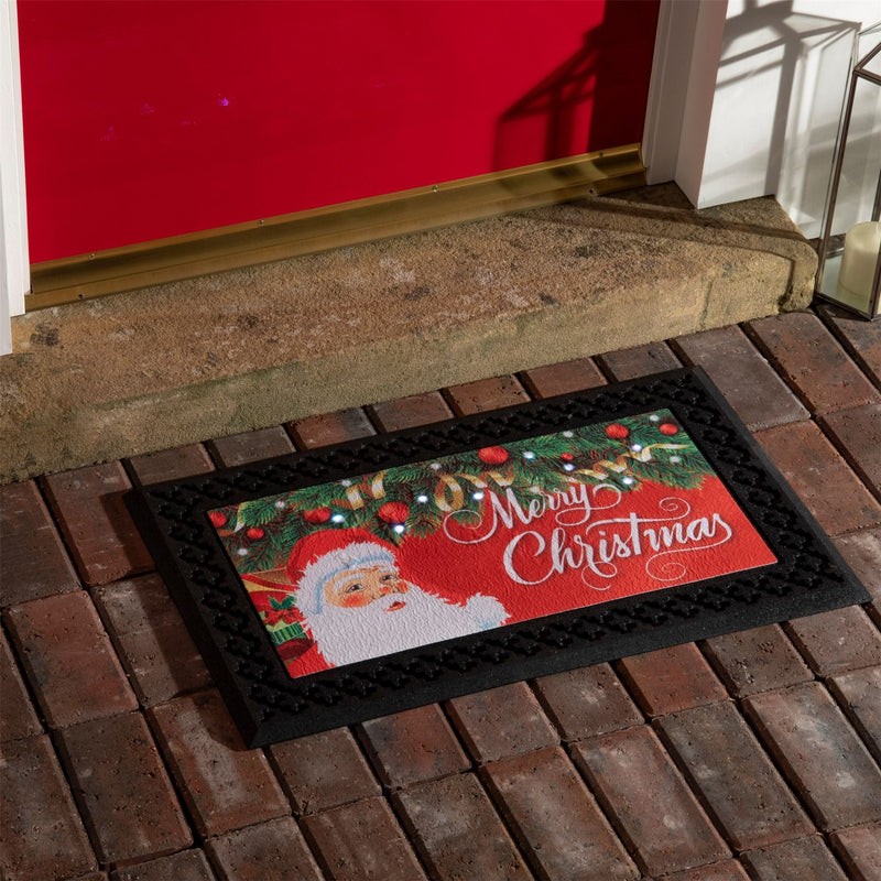 Merry Christmas Santa LED Light & Singing Doormats in Red