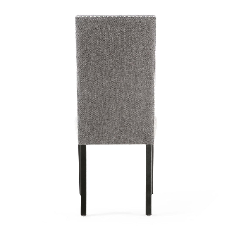 Ronda Stud Detail Linen Effect Steel Grey Dining Chair with Black Legs (Pair)