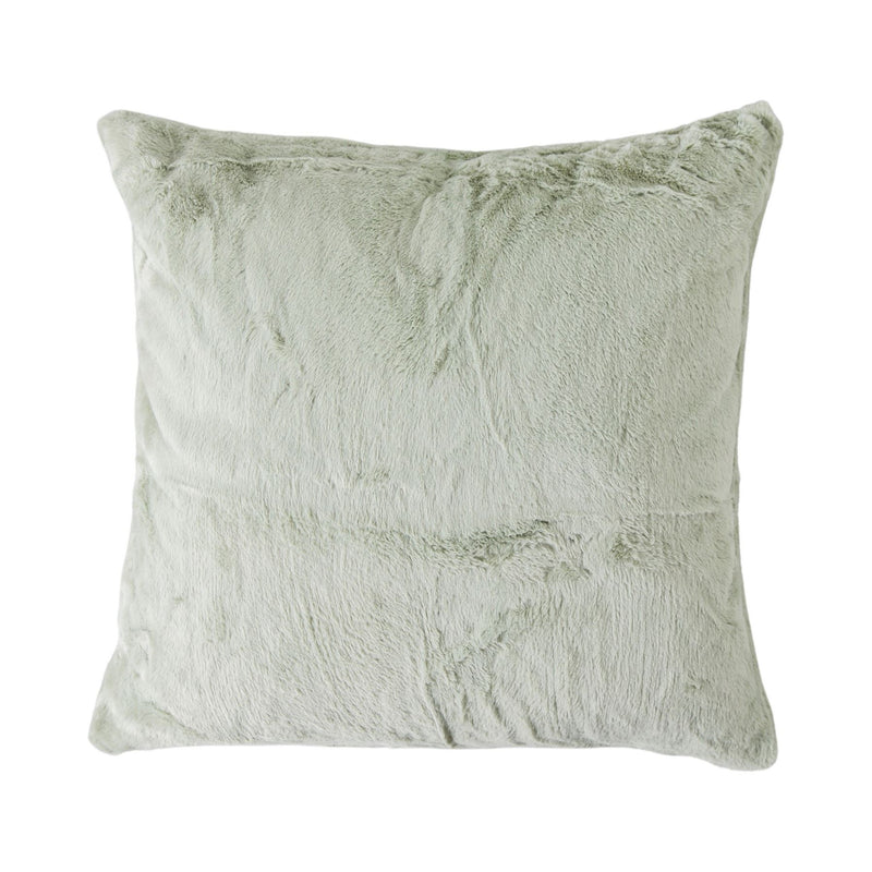 Soft Plain Faux Fur Cushion in Pale Green