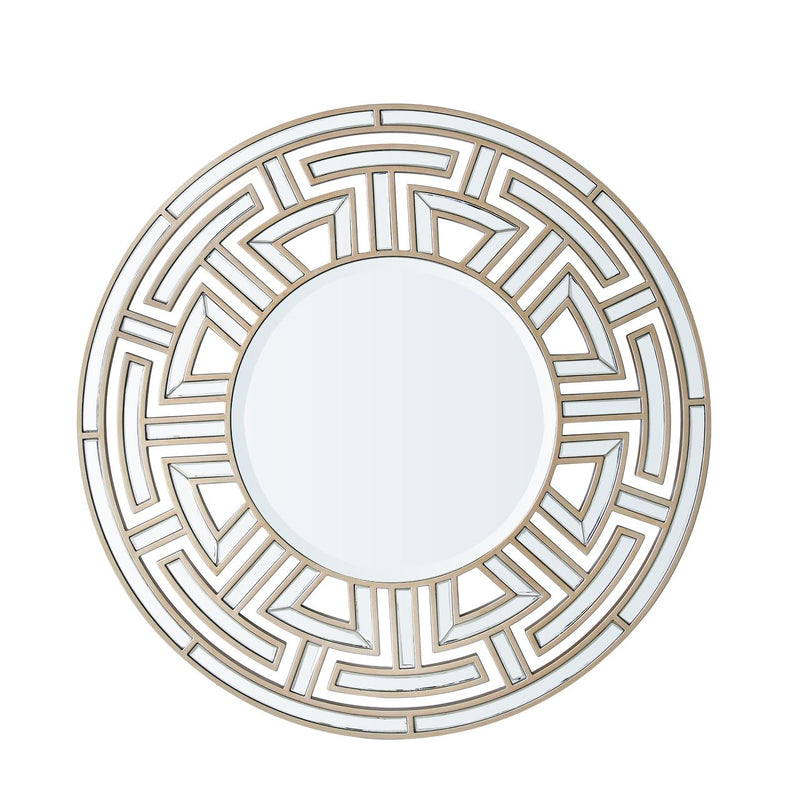 Everleigh Geometric Round Wall Mirror in Champagne