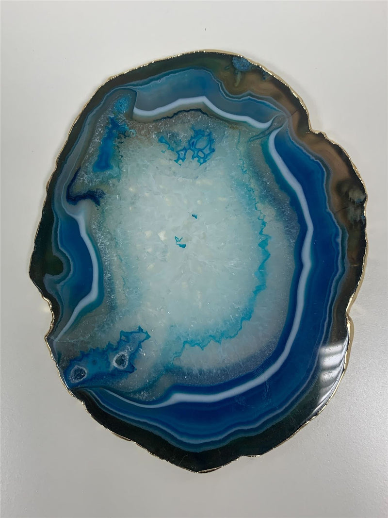 Test - Agate Coasters in Blue with Gold Trim Set of 4