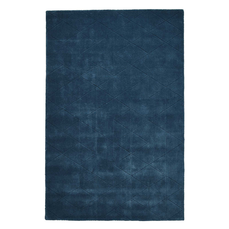 Kasbah KB2025 Geometric Wool Rugs in Dark Teal Blue