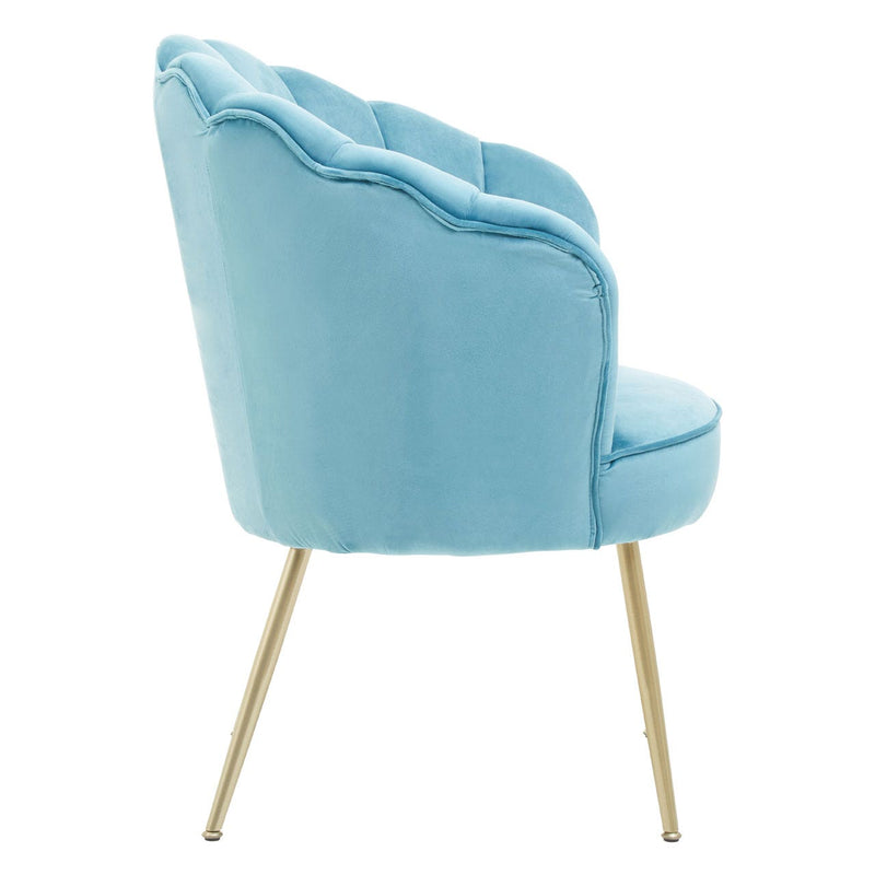 Aqua Velvet Scalloped Chair