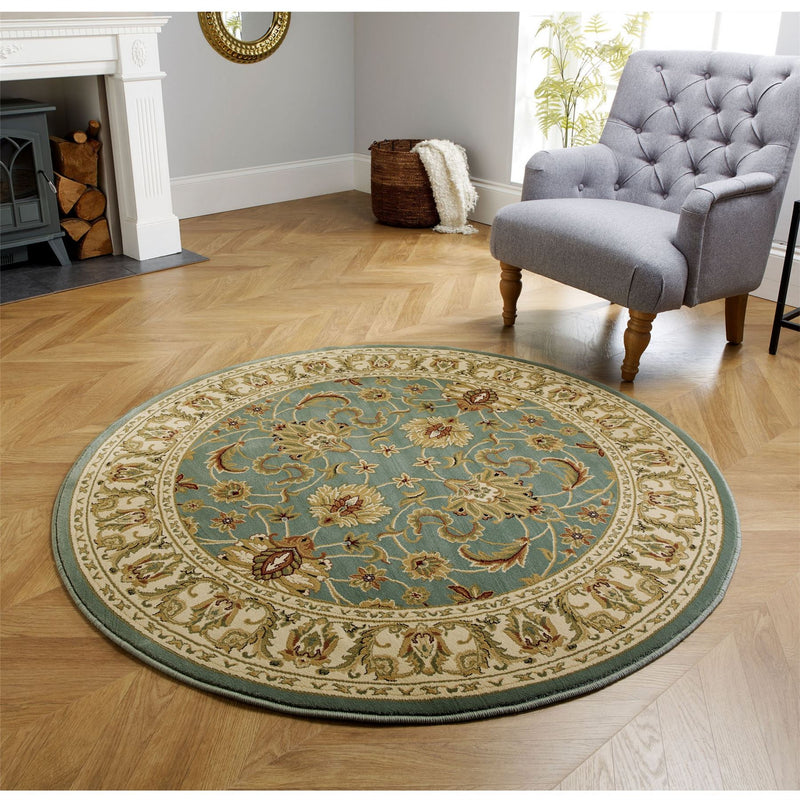 Kendra Traditional Round Circle Rug 45 L in Green